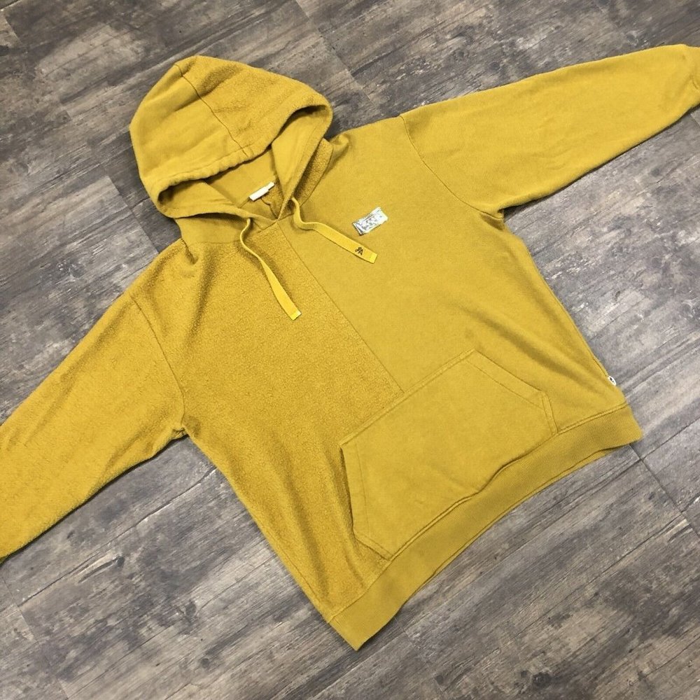 Vans‎ Hoodie Sweatshirt Men Size Medium Half Fleece Mustard Yellow
